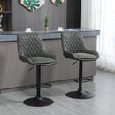 Dark Grey Adjustable Retro Bar Stools Set of 2 with Swivel Seat