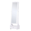 White LED Jewelry Cabinet Armoire with Mirror and Lock