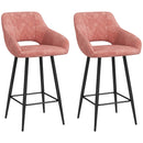 Set of 2 Pink Velvet Bar Stools