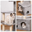 Grey 4-Level Cat Tree Tower with Scratching Post and Perches