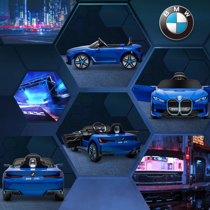 12V Kids Electric Ride-On Car - Blue BMW i4 Style