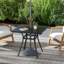 Black 4-Seater Steel Garden Table with Parasol Hole
