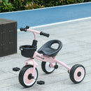Kids Pink Trike with Adjustable Seat, Basket & Bell - Ages 2-5