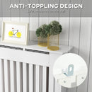 White Slatted Radiator Cover Cabinet - MDF Grill (112 x 19 x 81 cm)