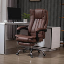 Brown Microfibre Home Office Chair with Reclining Function & Footrest