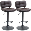 Brown Swivel Bar Stools Set of 2 - Adjustable Height Dining Chairs with Footrest