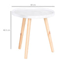 White Carved Floral Round Coffee Table Set, Tray-Style Top, Wood Legs