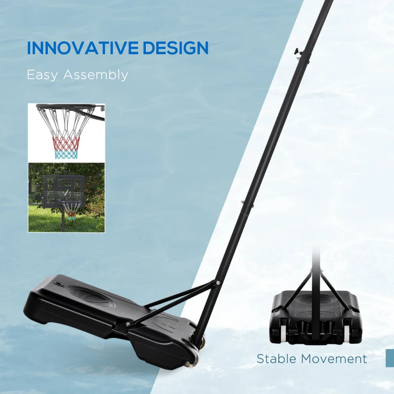 Adjustable Black Freestanding Basketball Hoop Set - 200-305cm