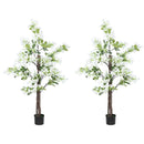 White Artificial Honeysuckle Flower in Pot Set of 2 - Indoor Outdoor Fake Plants 15x15x150cm