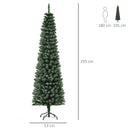 6FT Snow-Dipped Green Christmas Pencil Tree with Foldable Stand