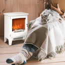 White Electric Fireplace Stove with Realistic LED Flame Effect