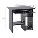 Black Compact Corner Computer Desk with Keyboard Tray and Storage Shelf