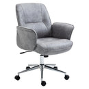 Light Grey Swivel Office Chair with Mid Back & Faux Leather