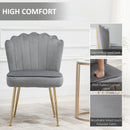 Grey Velvet Accent Chair with Gold Metal Legs - Modern Vanity Chair for Living Room, Bedroom, Home Office