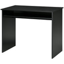 Black Wood Grain Small Home Office Desk with Storage Shelf, 90 x 50cm
