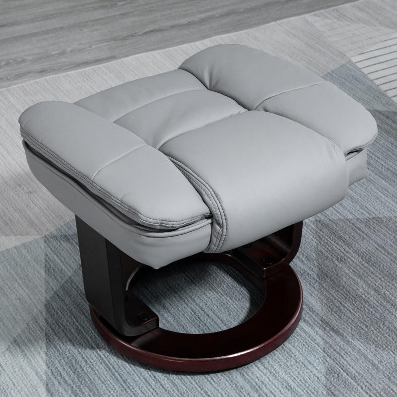 Grey Manual Recliner Chair with Footrest and Swivel Base