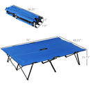 Blue Foldable Double Camping Cot with Carry Bag