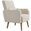 Cream Linen Armchair with Wooden Frame