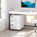 White 3-Drawer Mobile File Cabinet with Wheels for Home Office