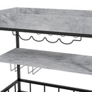 3-Tier Grey Kitchen Cart with Storage Shelves, Wine Racks, and Glass Holders