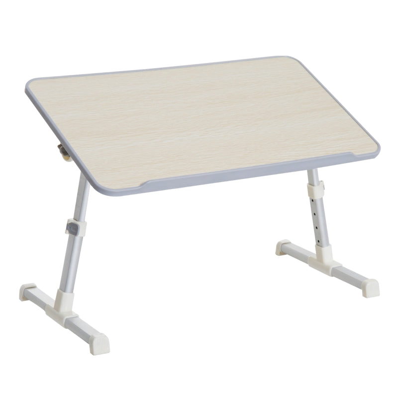Adjustable Oak Laptop Stand - 4 Heights, Tilt Feature - Silver Frame