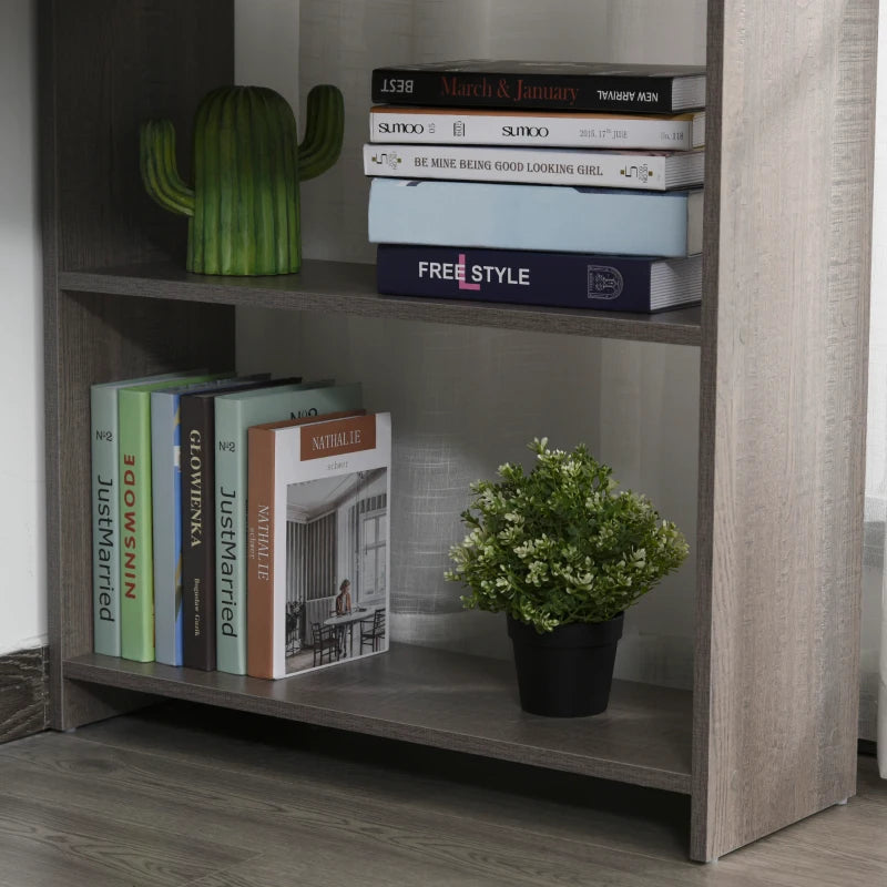 Grey L-Shaped Computer Desk with Shelves & Drawer