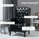 Black Wingback Tufted Armchair with Nail Head Trim