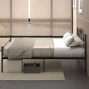 Metal King Size Bed Frame with Storage, Black
