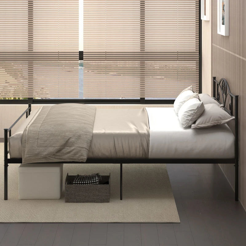 Metal King Size Bed Frame with Storage, Black