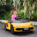 Yellow 12V Kids Electric Car with Butterfly Doors, Remote Control, Music, Horn, Suspension