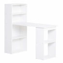 White 120cm Computer Desk with Bookshelf and 6 Shelves