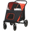 Red Foldable Pet Stroller for Medium and Large Dogs