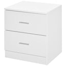 Modern White 2-Drawer Bedside Table Nightstand for Bedroom