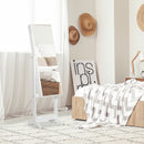 White Full Length Mirror Jewellery Cabinet with Storage and Lock