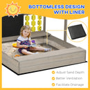 Grey Kids Wooden Sandpit with Canopy and Seats for Gardens