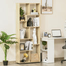 8-Tier Natural Bookcase with Anti-Tipping Foot Pads
