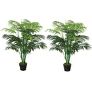 Green Artificial Palm Tree Duo in Pot, 125cm - Indoor Outdoor Decor