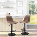 Brown Adjustable Height Swivel Barstools Set for Home Pub