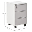 Black 3-Drawer Locking File Cabinet on Wheels for Home Office