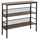 3-Tier Industrial Style Metal Storage Shelf - Black/Brown