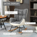 Grey and Cream Upholstered Rocking Chair for Nursery and Living Room