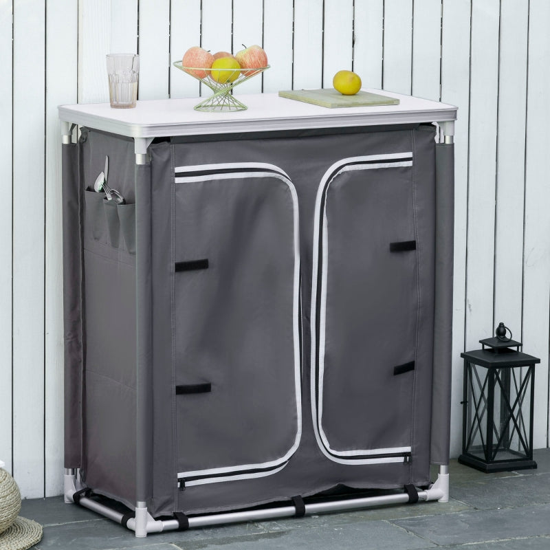 Aluminium Camping Cupboard with 3 Shelves - Portable Outdoor Kitchen Organizer