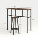 6-Piece Rustic Brown Bar Table Set with 2 Breakfast Tables and 4 Stools