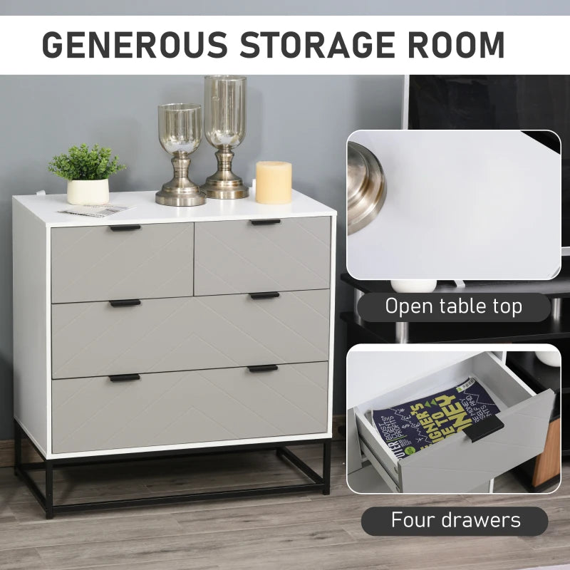 Modern White Chest of Drawers with Metal Handles