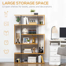 5-Tier Natural Wood Bookshelf with 13 Open Shelves