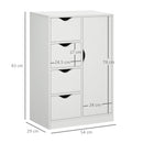 White Freestanding Bathroom Storage Cabinet with 4 Drawers and Door