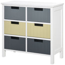 6-Drawer White Storage Tower with Wood Top - Bedroom Organizer
