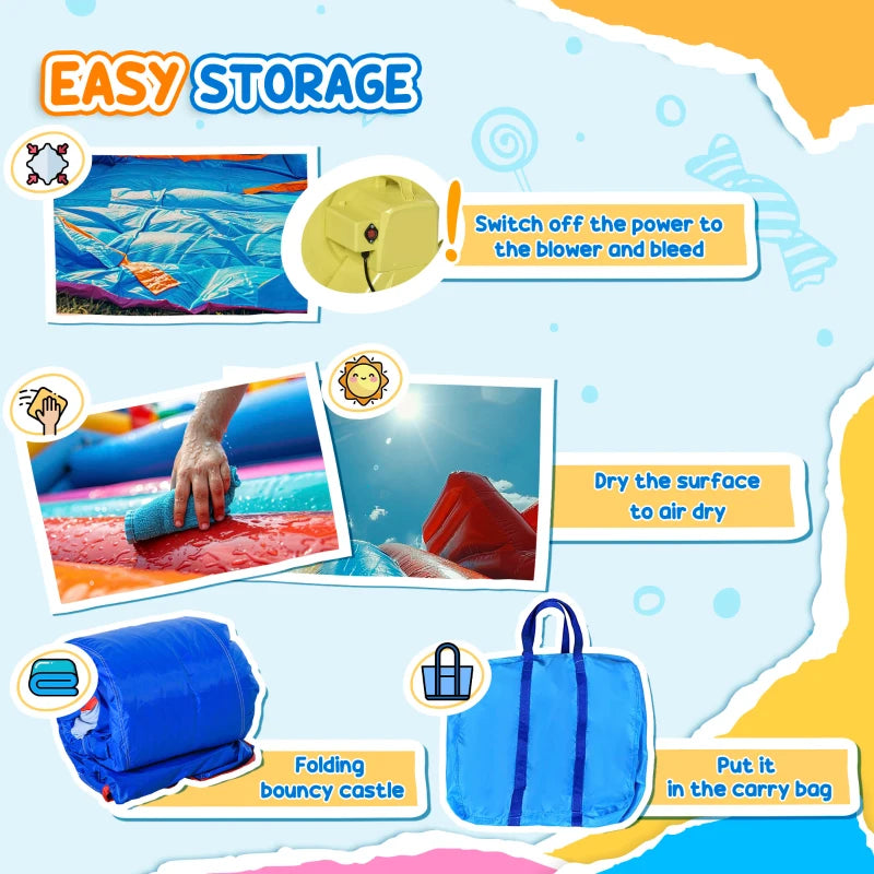 5-in-1 Multicoloured Bouncy Castle Set with Blower - Ages 3-8