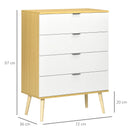 White and Natural 4-Drawer Storage Chest with Pine Wood Legs