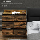 Rustic Brown Wood Effect 6-Drawer Fabric Chest